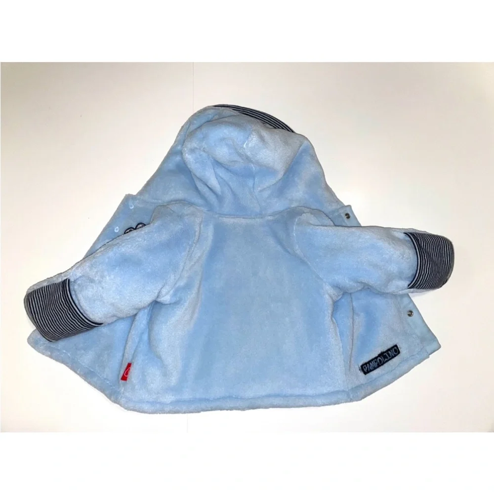 Pampolina Soft Cozy Light Blue‎ Snap Baby Hoodie Jacket 6 Months NWT